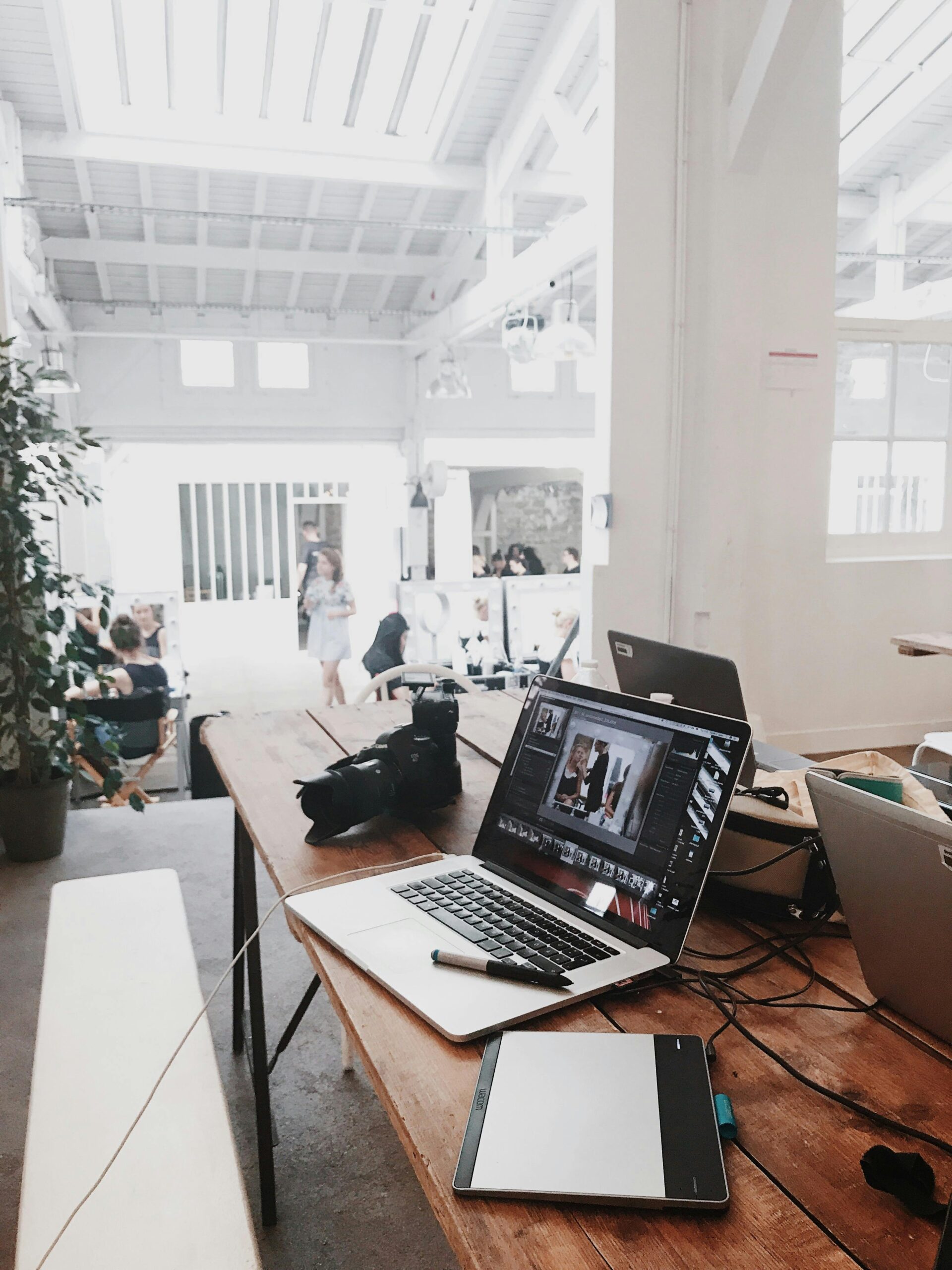 Studio with work space, laptop